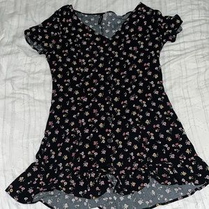 flowy black floral dress